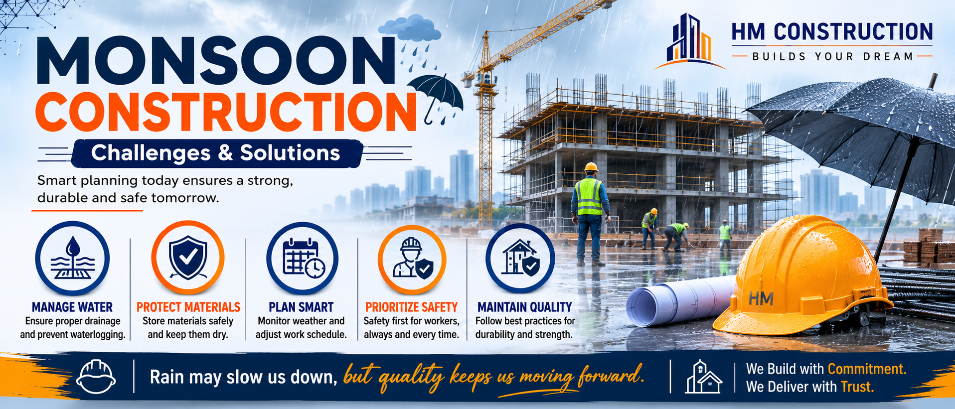 🌧️ Monsoon Construction: Challenges & Solutions