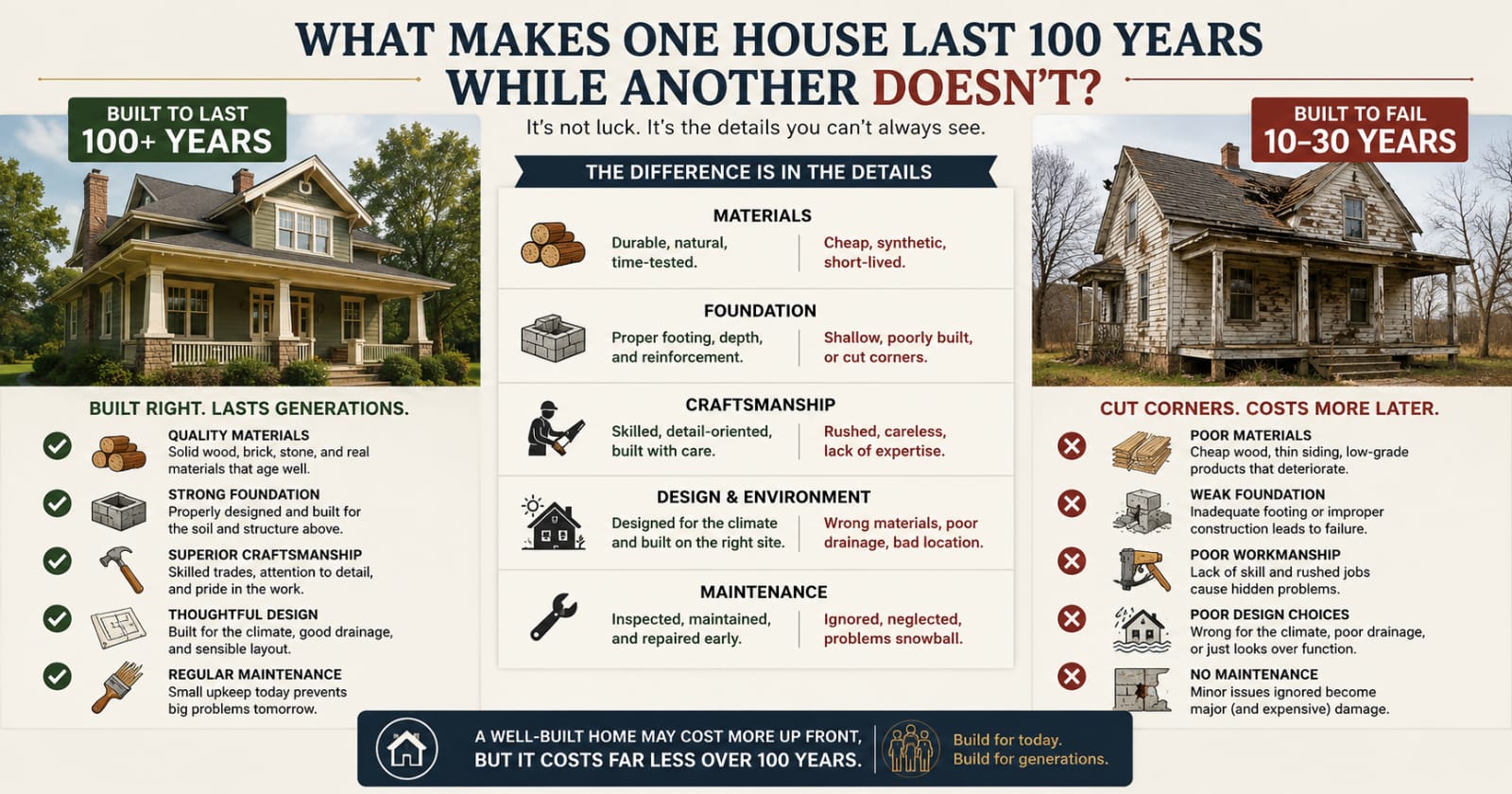 🏘️ What Makes One House Last 100 Years While Another Doesn’t?